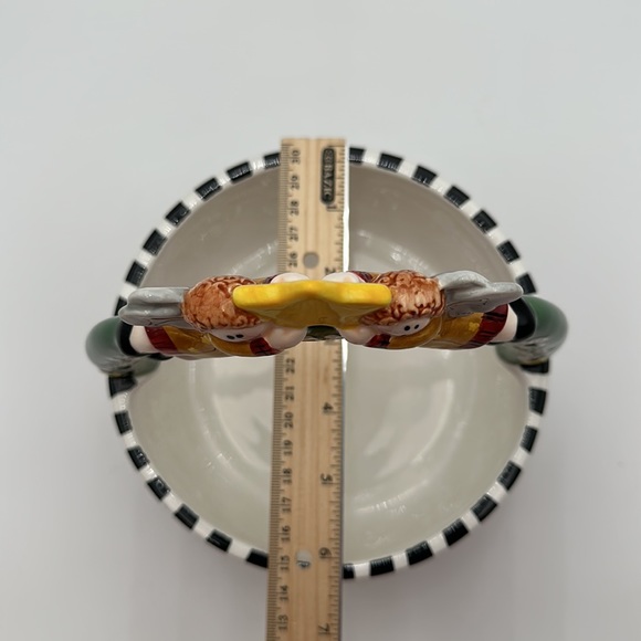 Ceramic Christmas Angel Basket Bowl Winter Scene Peace on Earth Palm Tree Co - Picture 16 of 16